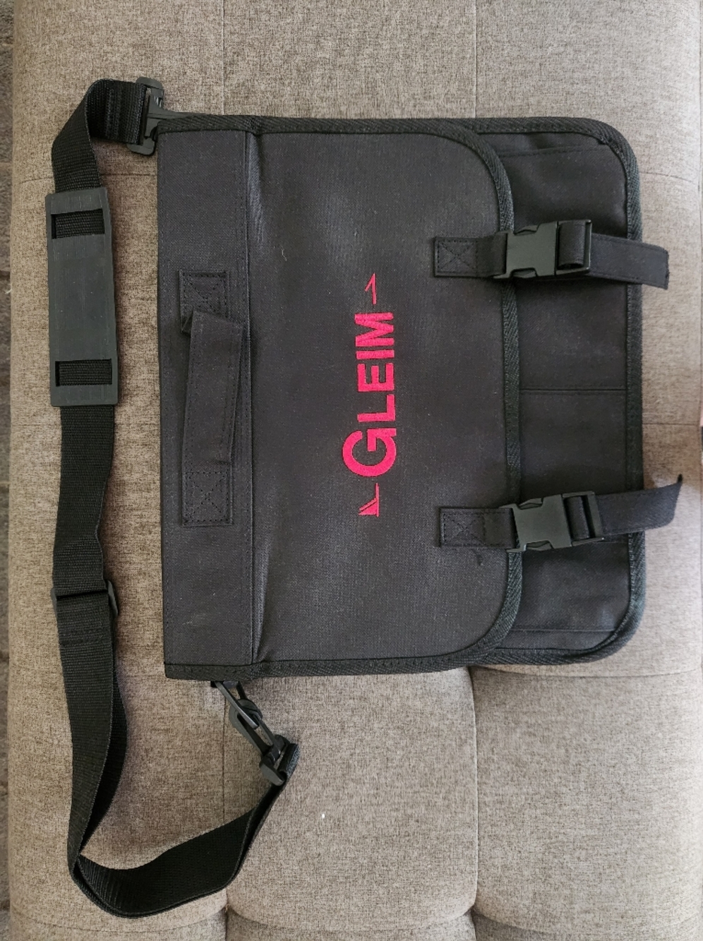 Black Shoulder Bag with Red Logo